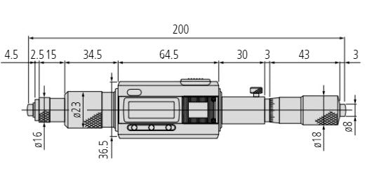 Mitutoyo Digital Tubular Inside Micrometer (Pipe) 339-303 Range 200-1000mm/8-40"