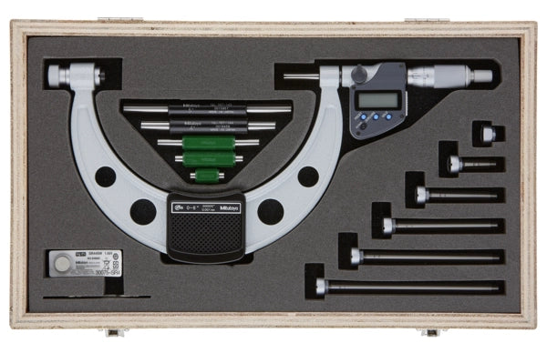 Mitutoyo Digital Micrometer Interchangeable Anvil Inch/Metric, 0-150mm(0-6"), IP65, incl. 6 Anvils 340-351-30 (inspec Equivalent 106-61-400)