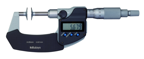 Mitutoyo Digital Disc Micrometer 0-25mm, Non-Rotating Spindle, Disk=20mm 369-250-30