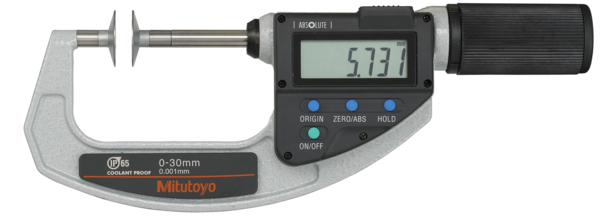 Mitutoyo Digital Disc Micrometer QuickMike, IP65 0-30mm, Disk=20mm 369-411-20