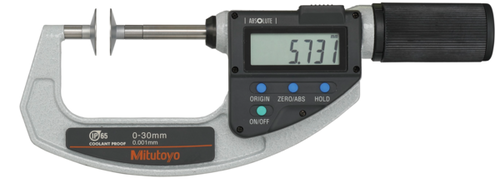Mitutoyo Digital Disc Micrometer QuickMike, IP65 Inch/Metric, 0-1,2", Disk=20mm 369-421-20