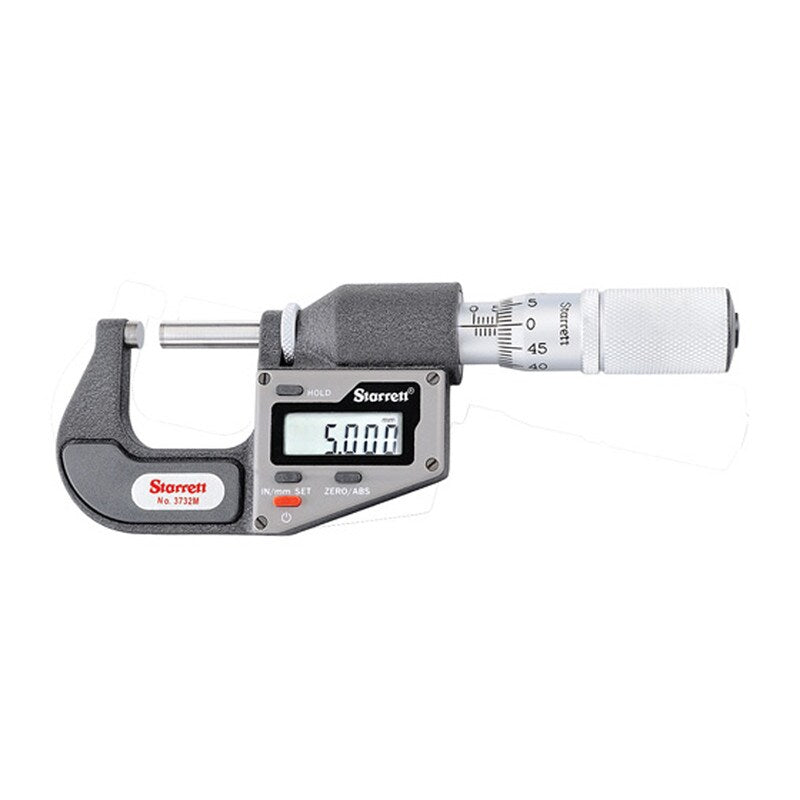 Mitutoyo Digital Micrometer Starrett 3732MEXFL-25 Micrometer; 0-25mm Range-Friction Thimble