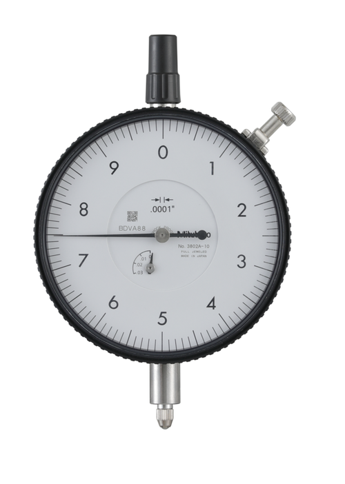 Dial Gauge, Flat Back, ANSI/AGD Type 3802AB-10 Grad .0001" Travel .025"