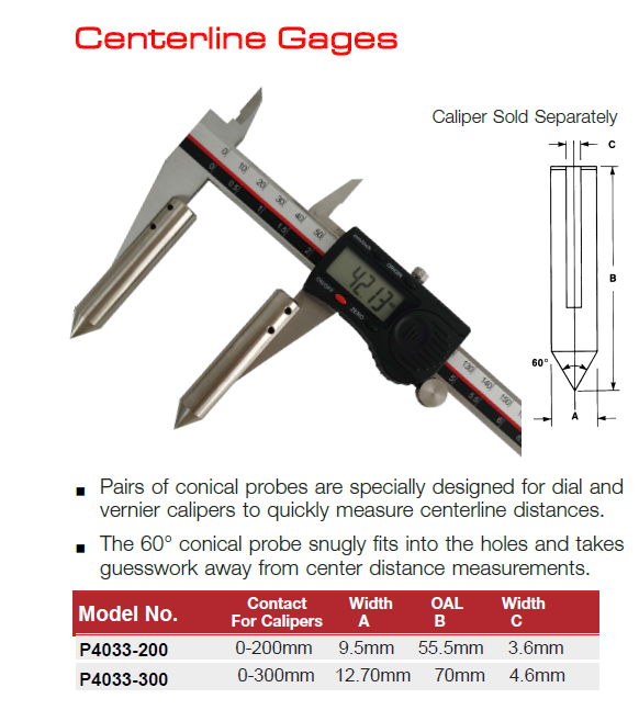 P4033-200 Centerline Gages 0-200mm