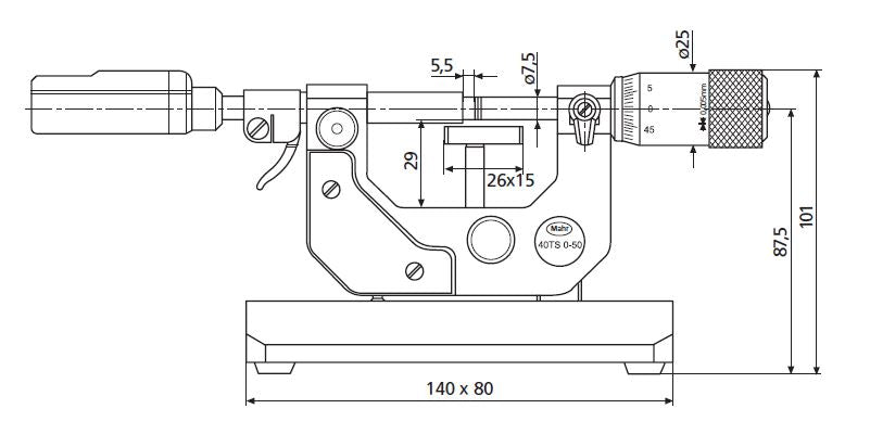 Mahr Micromar Precision Bench Micrometer 40 TS Range 0-2'' Without Comparator 4154931