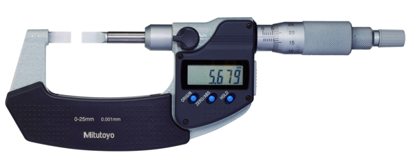 Mitutoyo Digital Blade Micrometer, Blade=0,75mm Carbide-Tipped, 0-25mm 422-270-30 Type C