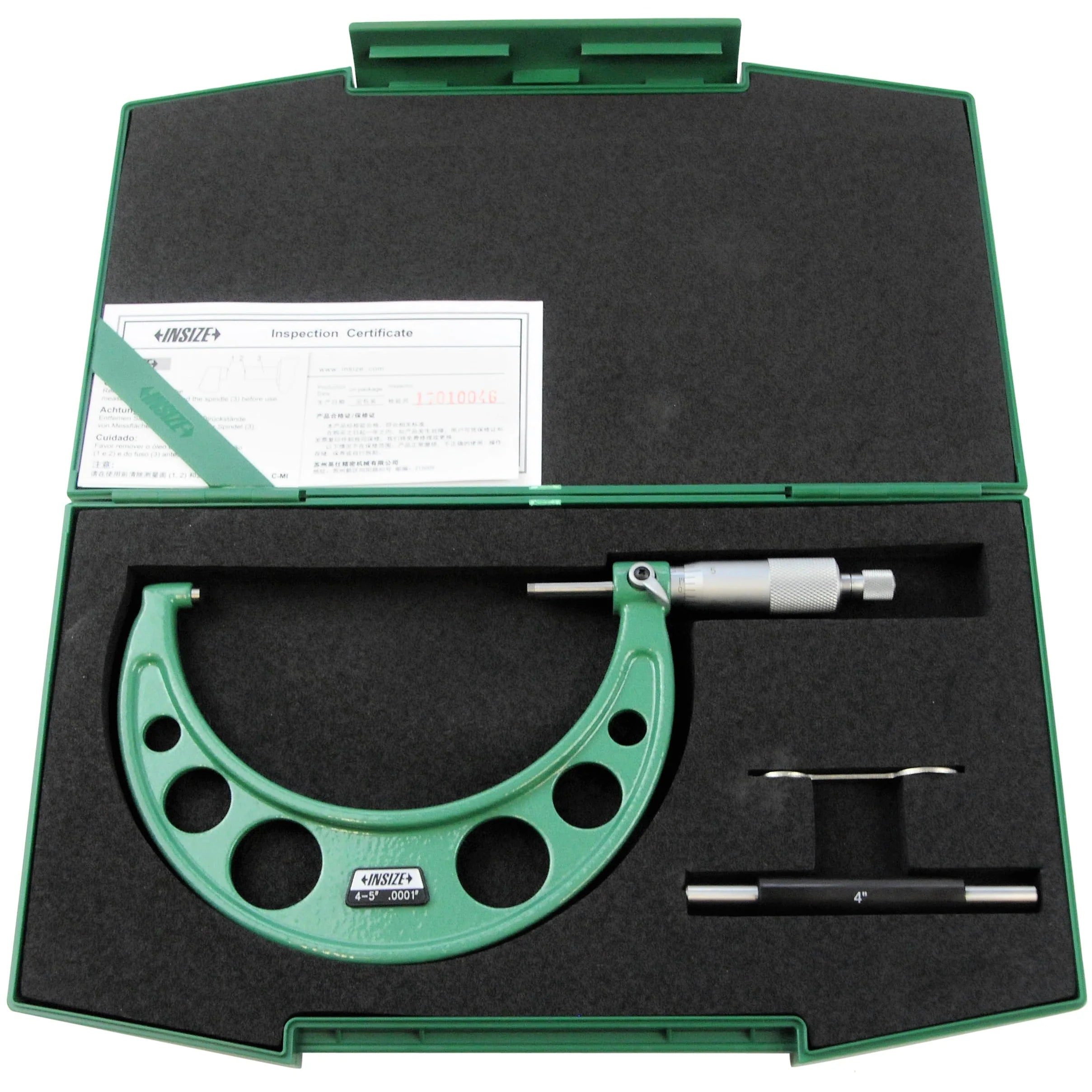 Insize Mechanical micrometers with heat shield 4-5" x.0001", 3202-5