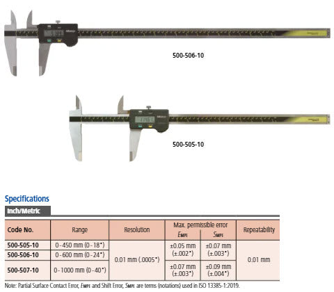 Mitutoyo Digital ABSOLUTE AOS Calipers 0-450mm (0-18") With Output 500-505-10