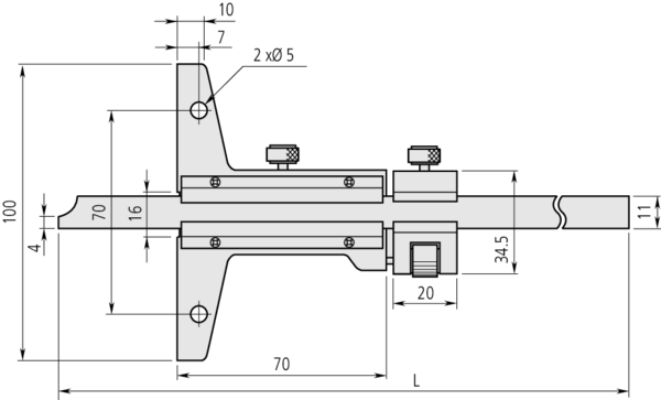 Mitutoyo  Vernier Depth Gauge 0-150mm, 0,02mm, Fine adjustment 527-101