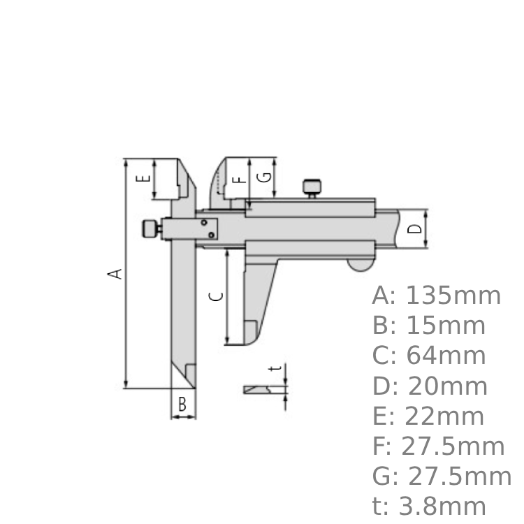 Mitutoyo Vernier Offset Caliper 0-300mm, 0,05mm, Metric 536-103