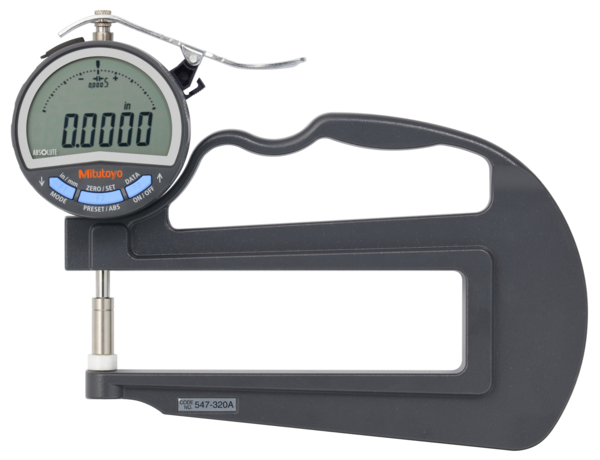 Digital Thickness Gauge, Deep Throat Inch/Metric, 0-0,4", 0,0005" 547-320A