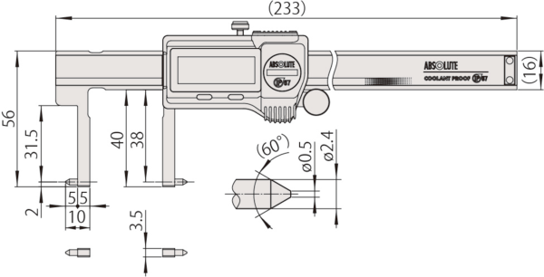 Mitutoyo Vernier Point Jaw Inside Caliper 20-150mm, 0,05mm, Metric 536-146