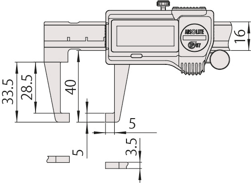 Mitutoyo Digital ABS Neck Caliper Inch/Metric, 0-6", IP67, Thumb Roller 573-751