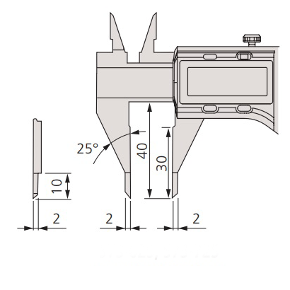 Mitutoyo 573-725-20 Point Caliper w/Extended Tips, 0-6"/0-150mm Range, .0005"/0.01mm Resolution