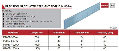 P7057-500-A Graduated Straight Edge DIN 866-A 500