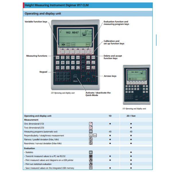 Mahr 4429010 Mahr 1D and 2D Height Gauges. Description : Mahr 2-D Height Gauge Measuring Range : 0-350mm/0-14" Application Range : 520mm/20.47" Accuracy : 1.8 +L/600 ) L in mm Motorized measuring carriage