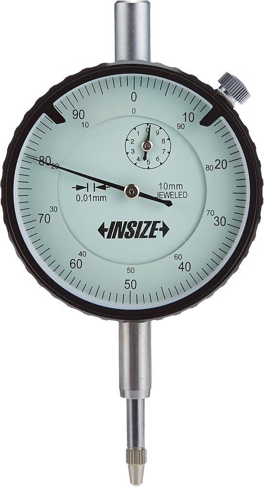 Insize Standard Indicator, Flat Back, ISO Type, 10mm, 0,01mm 2308-5F