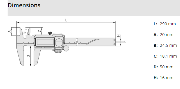 Mitutoyo Digital ABSOLUTE Coolant Proof IP67 Caliper 0-200mm(0-8") With Output 500-763-20