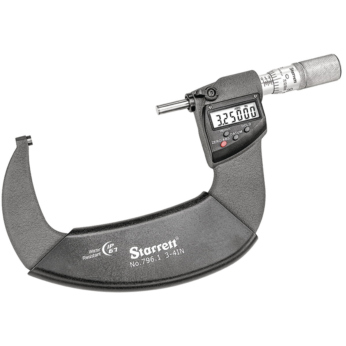 Starett Electronic Micrometers 796XFL-4 IP67 Protected With Output, Resolution .00005''/.001mm, 3-4"/75-100mm