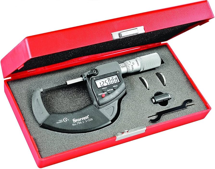 Starett Electronic Micrometers 796XFL-2 IP67 Protected With Output, Resolution .00005''/.001mm, 1-2"/25-50mm