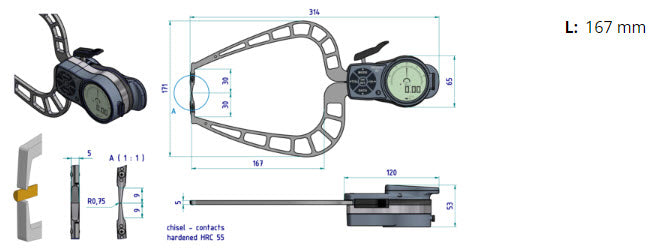 Mitutoyo External Digital Caliper Gauge 209-957 0-50mm ( Kroeplin Equivalent K450)