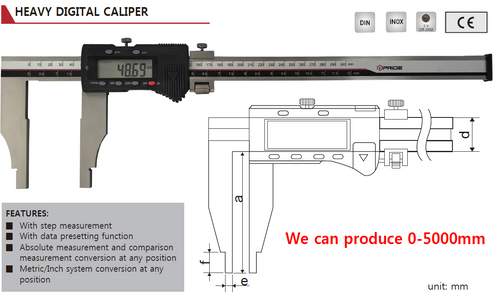 P1026-600 Heavy Duty Digital Caliper 0-600mm/24", Jaw 100mm