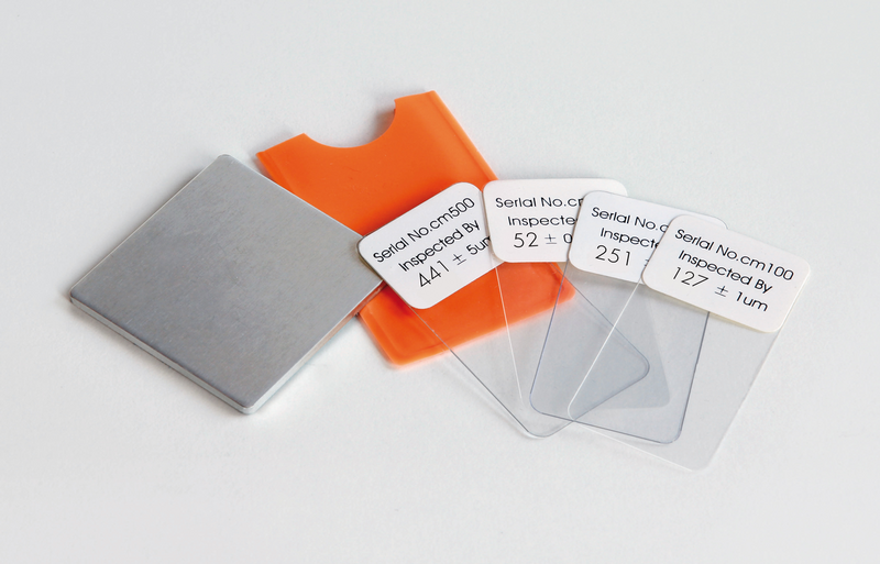 Adjustment foils ATB-US07 Calibration foils for increased measuring accuracy (covers the range from 20 up to 2000 µm, with ˂ 3 % tolerance)