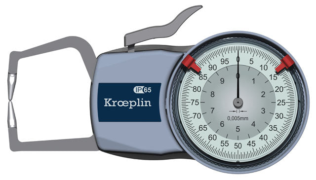 Kroeplin Metric External Caliper Gauge 0-10mm, 0.005mm, D110