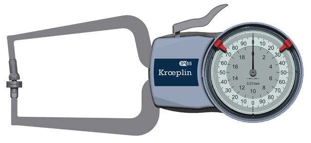 Kroeplin Metric External Caliper Gauge 0-20mm, 0.01mm, D220T