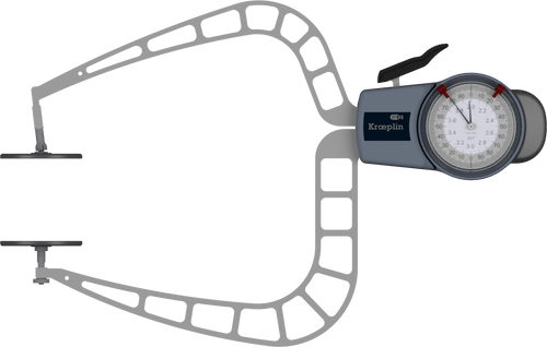 Kroeplin External Dial Caliper Gauge D9100T 2-4" grad .001" Flat 1.97" Disc