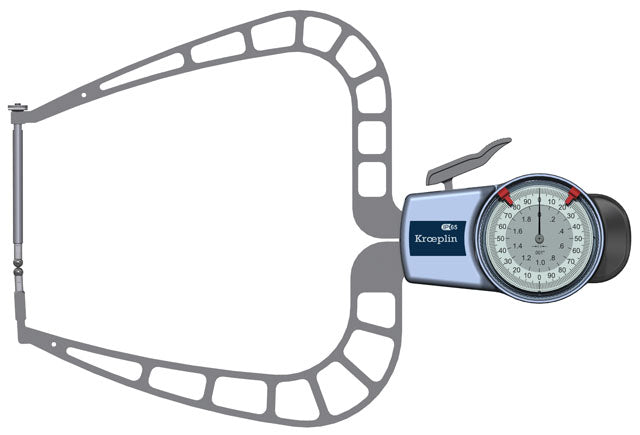 Kroeplin External Dial Caliper Gauge D950B 0-2" grad .001" Ball .197"