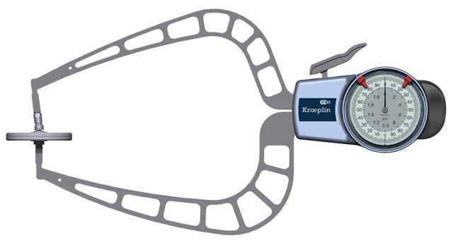Kroeplin External Dial Caliper Gauge D950T 0-2" grad .001" Flat Discs 1.97"