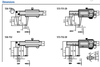 Mitutoyo Vernier Neck Caliper 0-150mm, 0,05mm, Metric 536-151