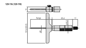 Mitutoyo Depth Micrometer 0-75mm 63mm Base 129-110