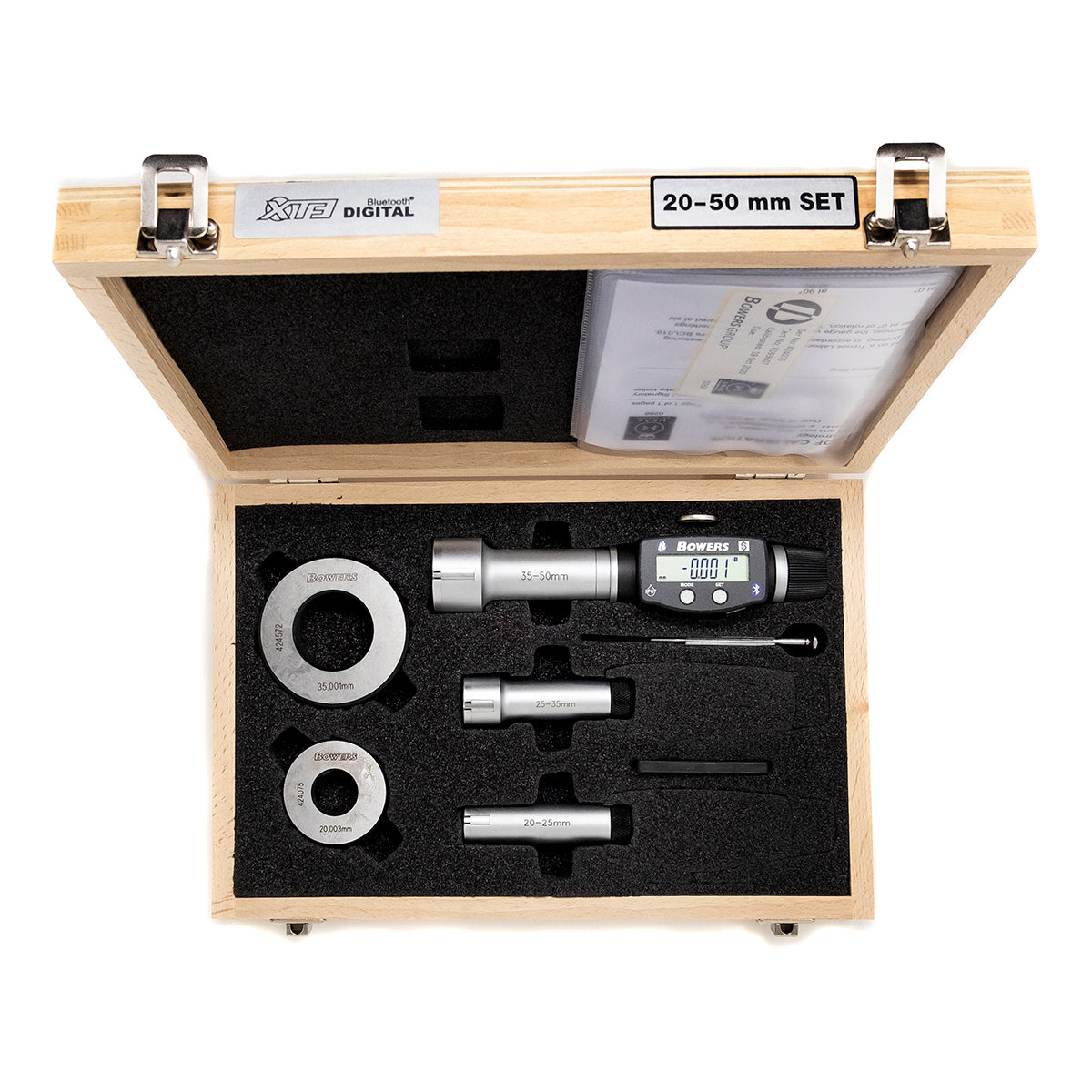 Bowers XT3 Digital Bore Gauge Set With Bluetooth  20-50mm SXTD5M-BT