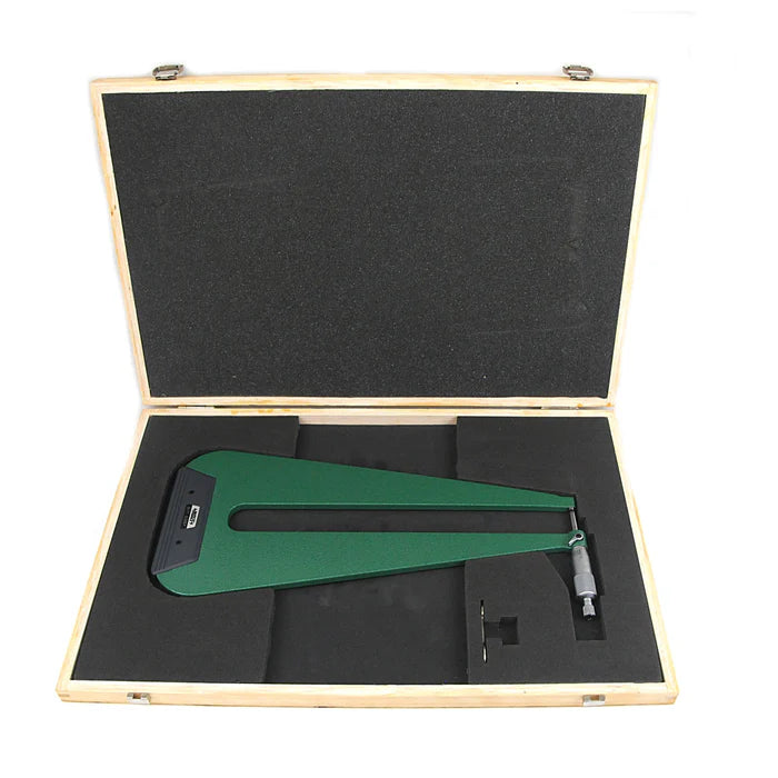 Insize Sheet Metal Micrometer, Type B, 0.001" Graduation, 0" - 1" Spherical Anvil Flat spindle, 12" Throat depth 3239-14F