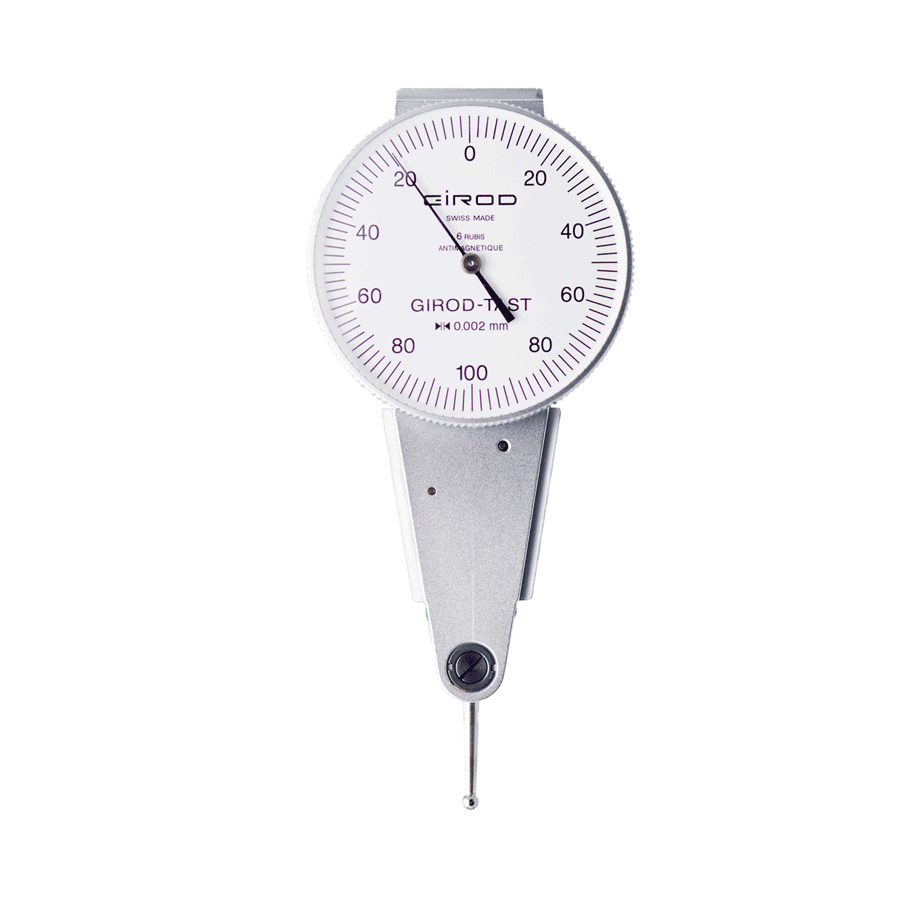 Girod GT 1493 R Lever Dial Indicator Parallel Type, Graduation 0.002mm, Range 0.2mm, Stylus Length 12mm, Bezel Diameter 37mm