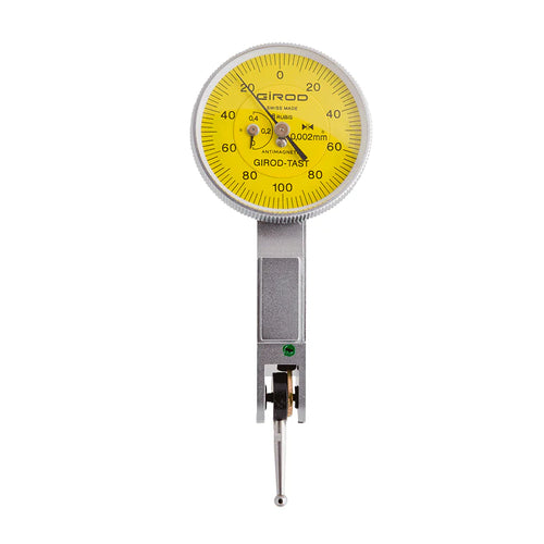 Girod GT 2253 R Lever Dial Indicator Horizontal Type, Graduation 0.002mm, Range 0.4mm, Stylus Length 12mm, Bezel Diameter 27.4mm
