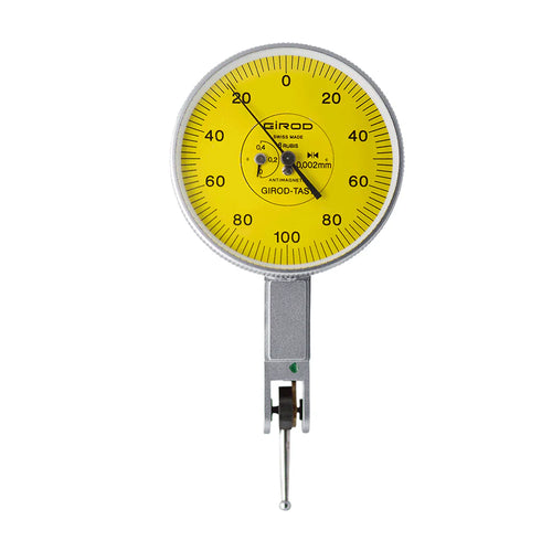Girod GT 2453 R Lever Dial Indicator Horizontal Type, Graduation 0.002mm, Range 0.4mm, Stylus Length 12mm, Bezel Diameter 37mm