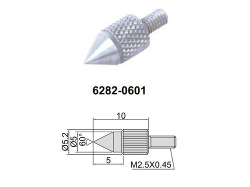 Conical Contact Point INSIZE 10mm (6282-0601) Tip 60 degree length 10mm M2.5 x .45