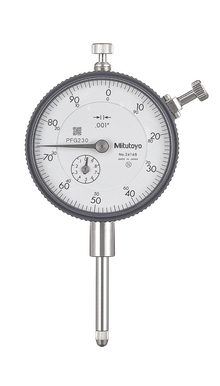 Mitutoyo 2416S-10 Dial Indicator, 3/8" Stem Dia., Lug Back, 0-100 Reading, 2.25" Dial Dia., 0-1" Range, 0.001" Graduation, +/-0.002" Accuracy