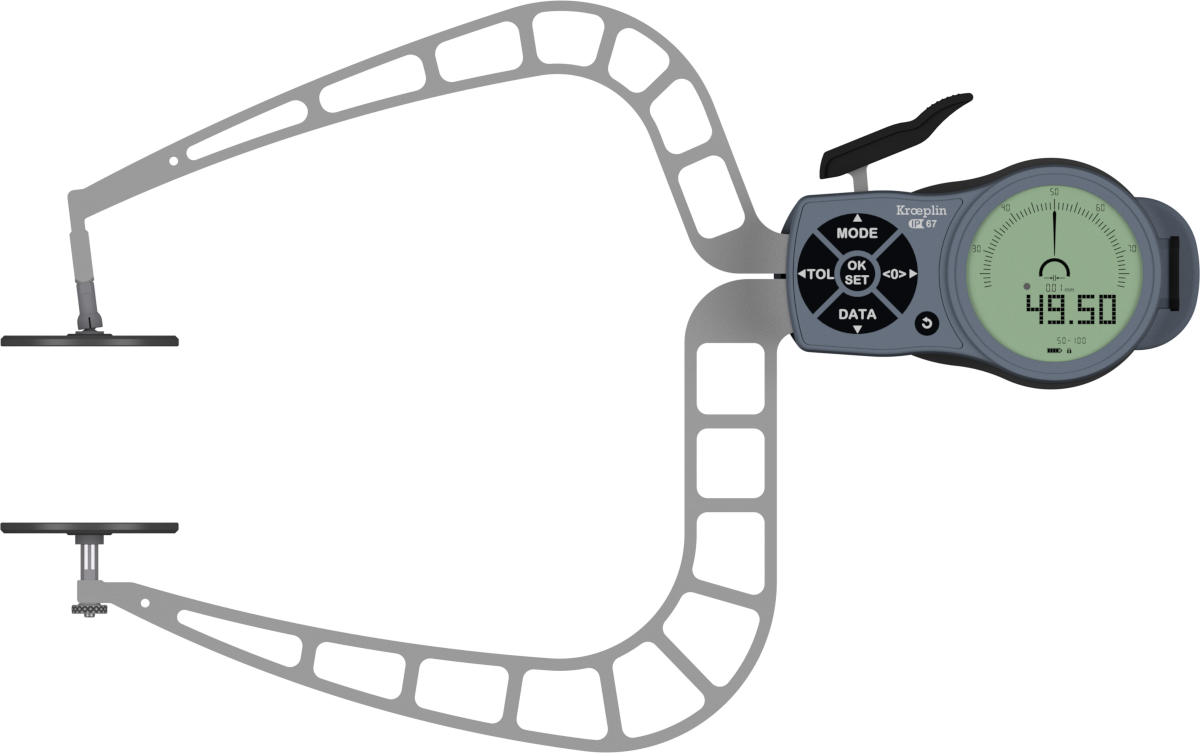 Kroeplin Digital External Caliper Gauge 50-100mm, 0.001mm K4100T With 50mm flat anvils