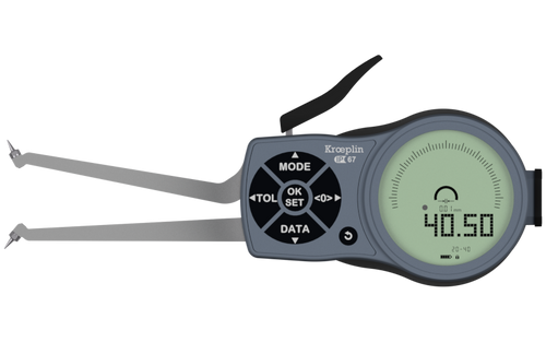 Kroeplin L2G20 electronic internal measuring gauge  Measuring range Meb: 20 – 40 mm Numerical interval Zw: 0,001 / 0,002 / 0,005 / 0,01 / 0,02 / 0,05mm Measuring depth L max.: 85 mm