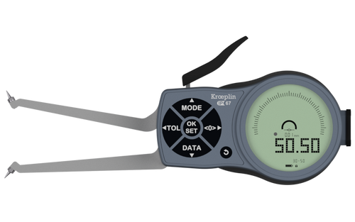 Kroeplin L2G30 electronic internal measuring gauge  Measuring range Meb: 30 – 50 mm Numerical interval Zw: 0,001 / 0,002 / 0,005 / 0,01 / 0,02 / 0,05mm Measuring depth L max.: 85 mm