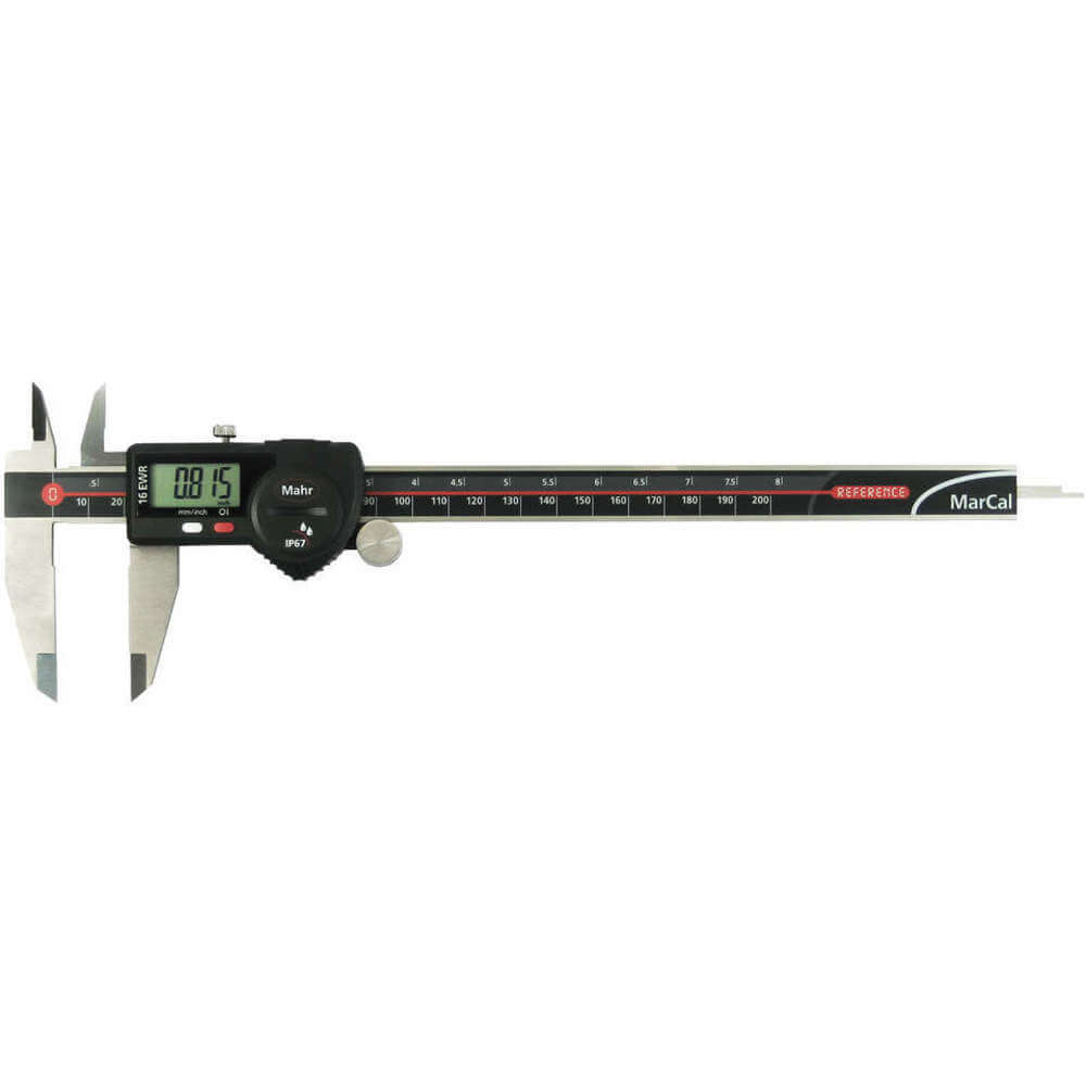 Mahr Federal Digital Electronic Caliper MARCAL 16 EWR, 8"/200mm, Square Depth Rod w/ Friction Wheel - 4103069