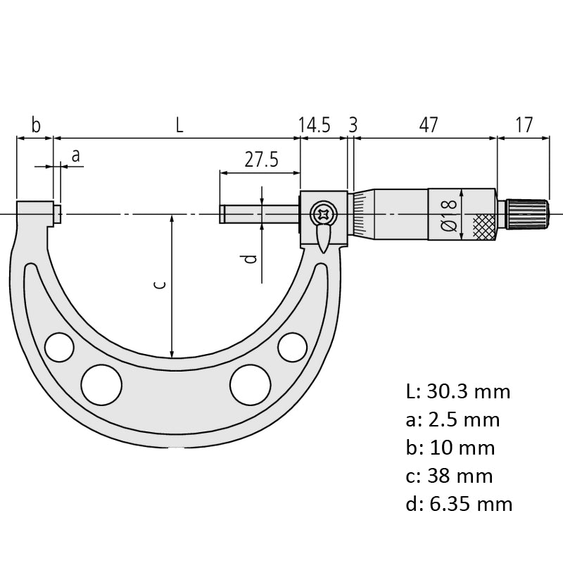 Mitutoyo Imperial Analogue Outside Micrometer 1-2", Ratchet Stop 103-178