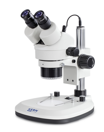 Kern OZL Stereo Zoom Microscopes OZL 465 Binocular 10x Eye piece, Zoom .7 to 4.5X, Integrated LED Ring Light