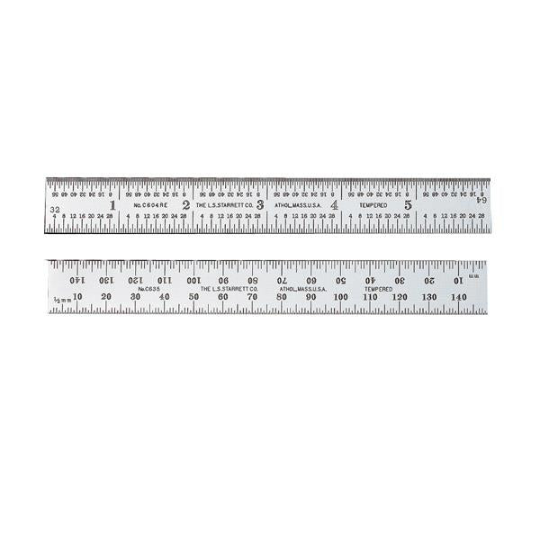 Starrett C635-150 Spring Tempered Steel Rule With Millimetre Graduations, 150mm Length, 19mm Width, 1.2mm Thickness