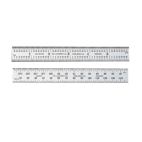Starrett C635-300 Spring Tempered Steel Rule With Millimetre Graduations, 300mm Length, 25mm Width, 1.2mm Thickness