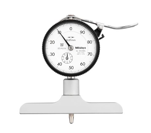 Mitutoyo Dial Indicator Depth Gauge 0-200mm, Ball Point Contact Element, 101,6mm Base 7212A